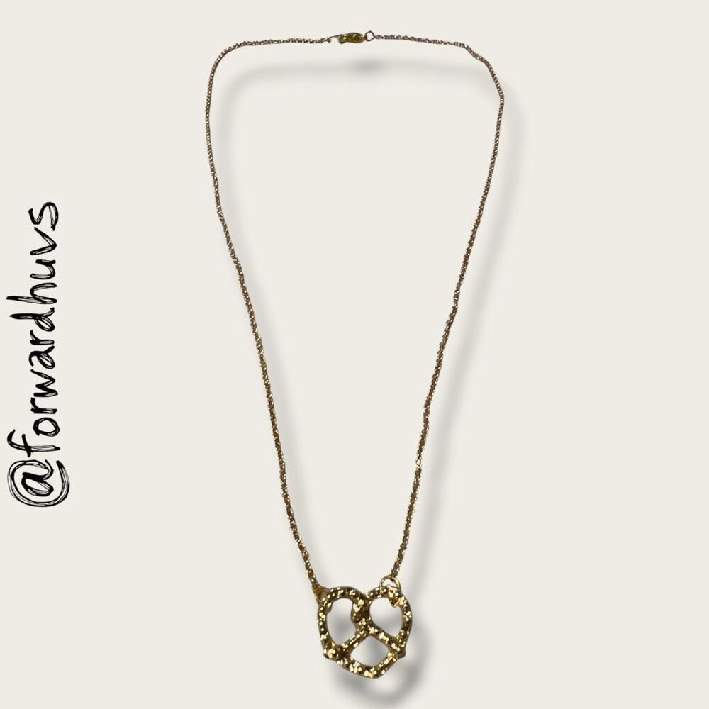 Gold Tone Necklace – 16” Chain with Pretzel Pendant